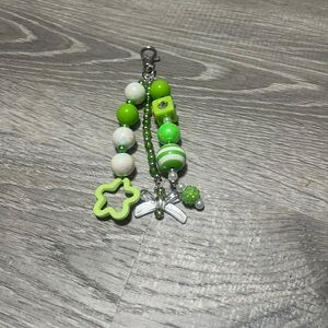 Chunky Bead  Green and White Accessory Charm